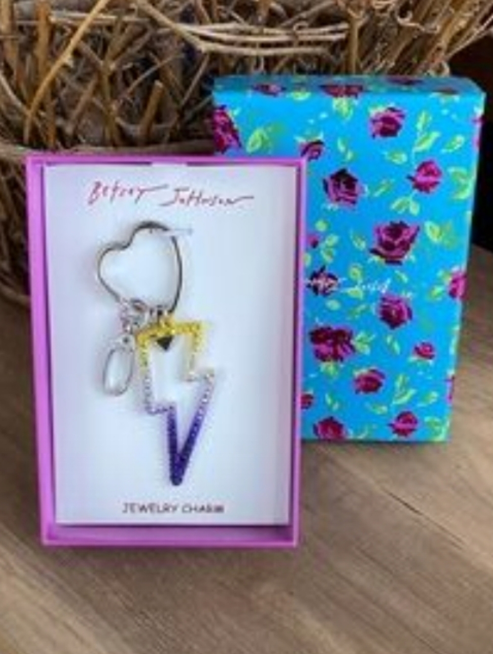 Betsey Johnson Lightning ⚡ Bolt Keychain - Bag Charm 💛💜